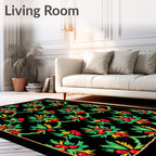 Bold Red Green Berry Garland Rug
