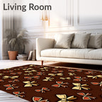 Golden Red Bows Chocolate Background Rug