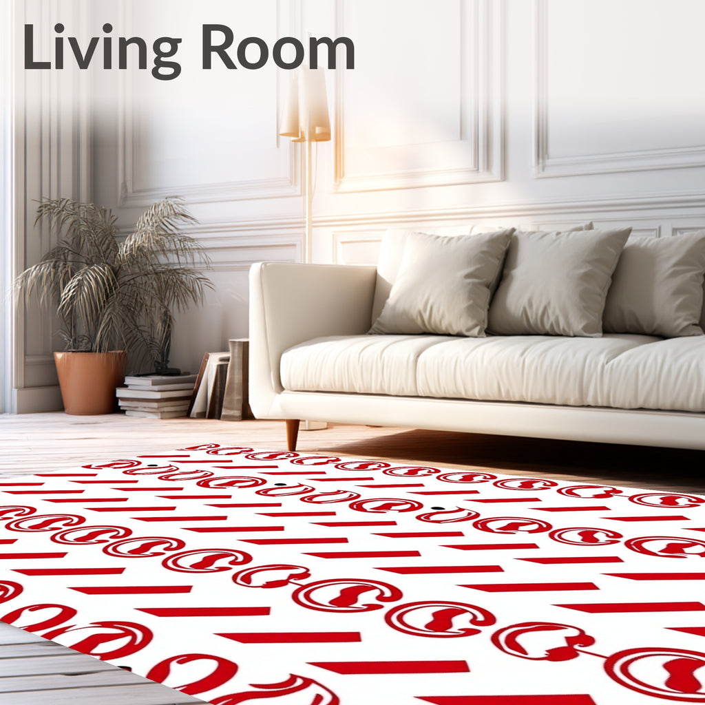Crimson Red Abstract Stripe Medallion Rug