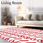 Crimson Red Abstract Stripe Medallion Rug