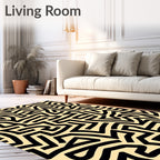 Bold Black Organic Mid Century Rug