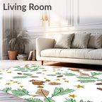 Cute Animals Green Pine Stars Rug