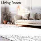 Elegant Silver Scrollwork Corner Accent Rug