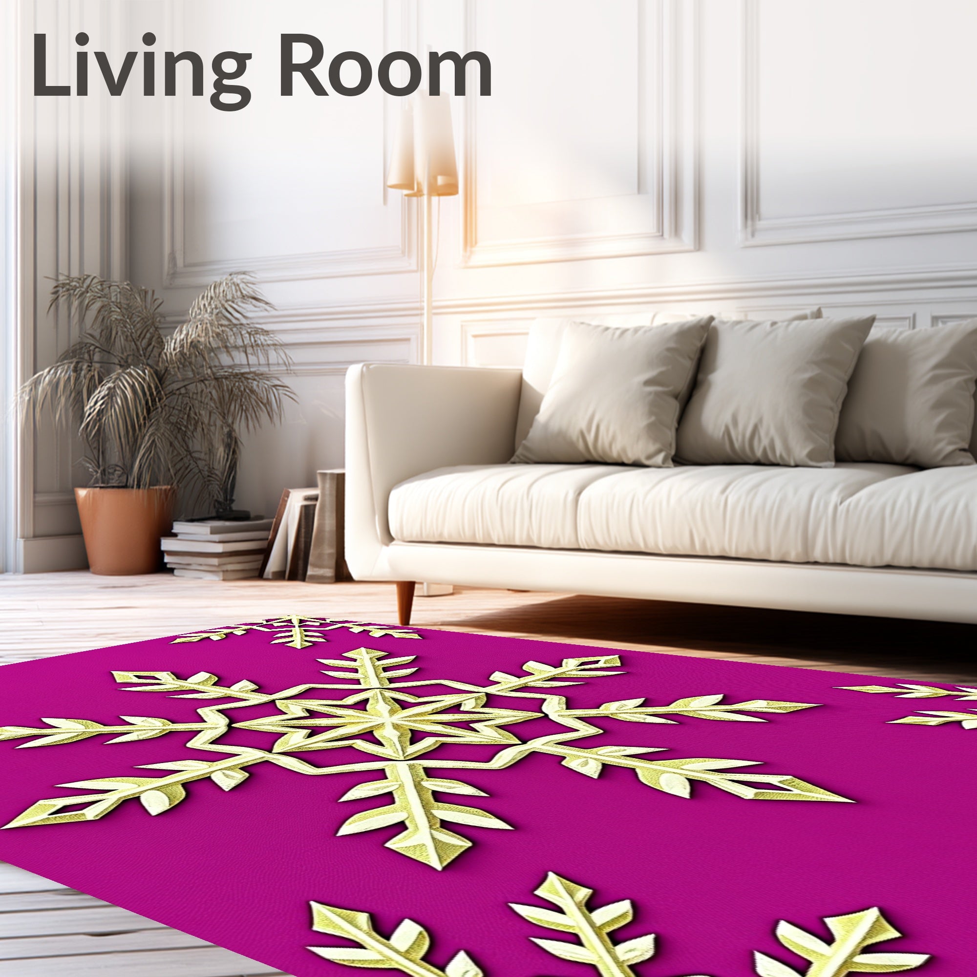 Golden Snowflake Scatter Jewel Tone Rug