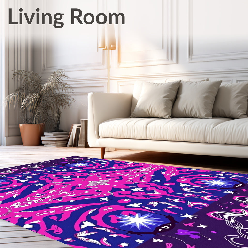 Vibrant Pink And Blue Starburst Medallion Rug