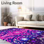 Vibrant Pink And Blue Starburst Medallion Rug