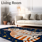 Whimsical Starry Night Cat Rug