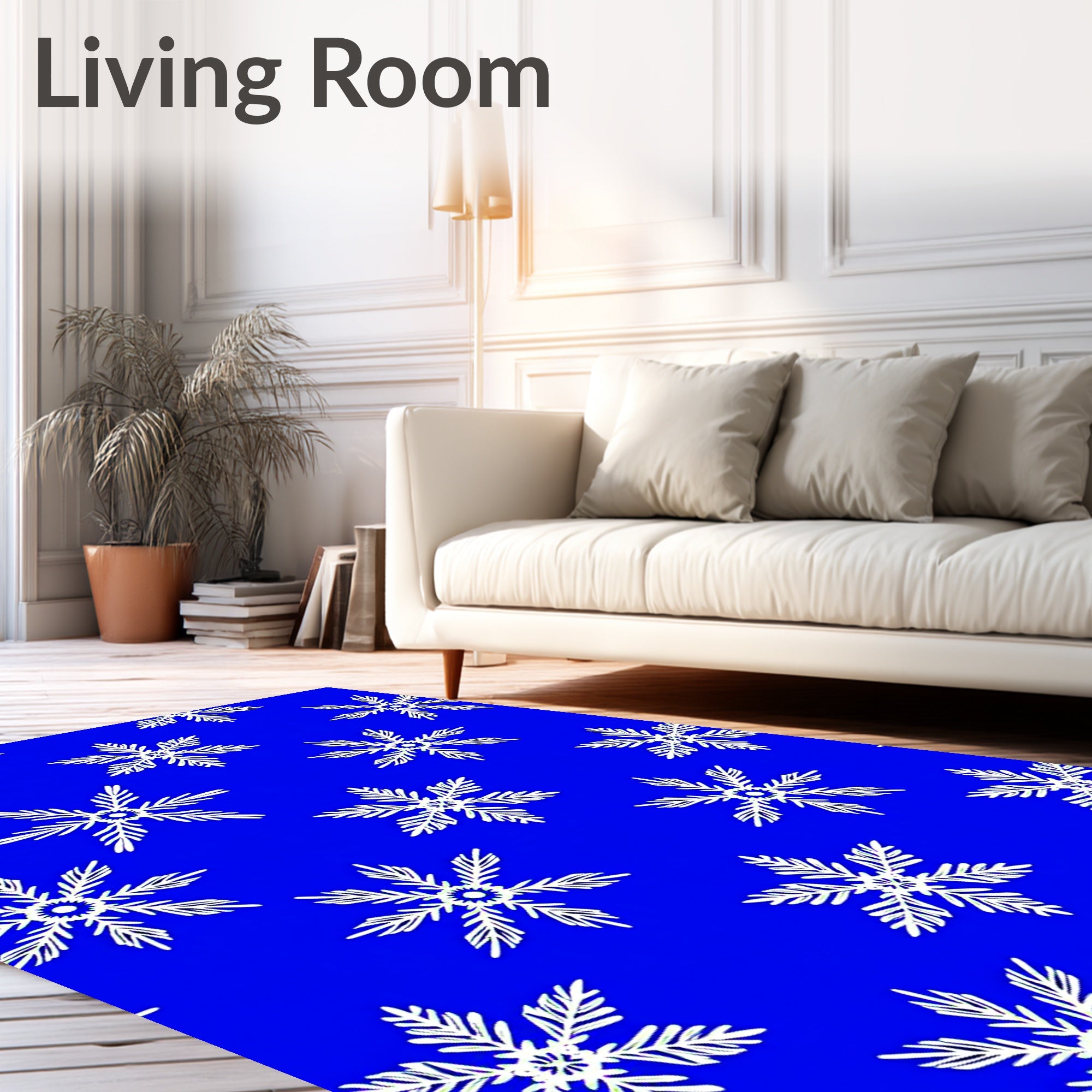 Vivid Blue Snowflake Cluster Rug