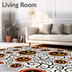 Spooky Orange Jack O Lantern Swirls Rug