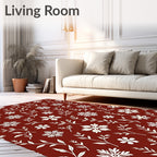 Crimson White Snowflake Botanical Rug