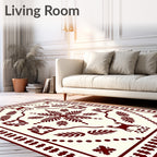 Deep Red Folk Art Deer Medallion Rug