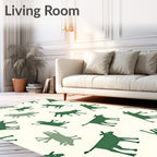 Dark Green Whimsical Cow Field Rug