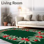 Green Berry Garland Border Rug