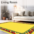 Vintage Red Teal Floral Border Rug