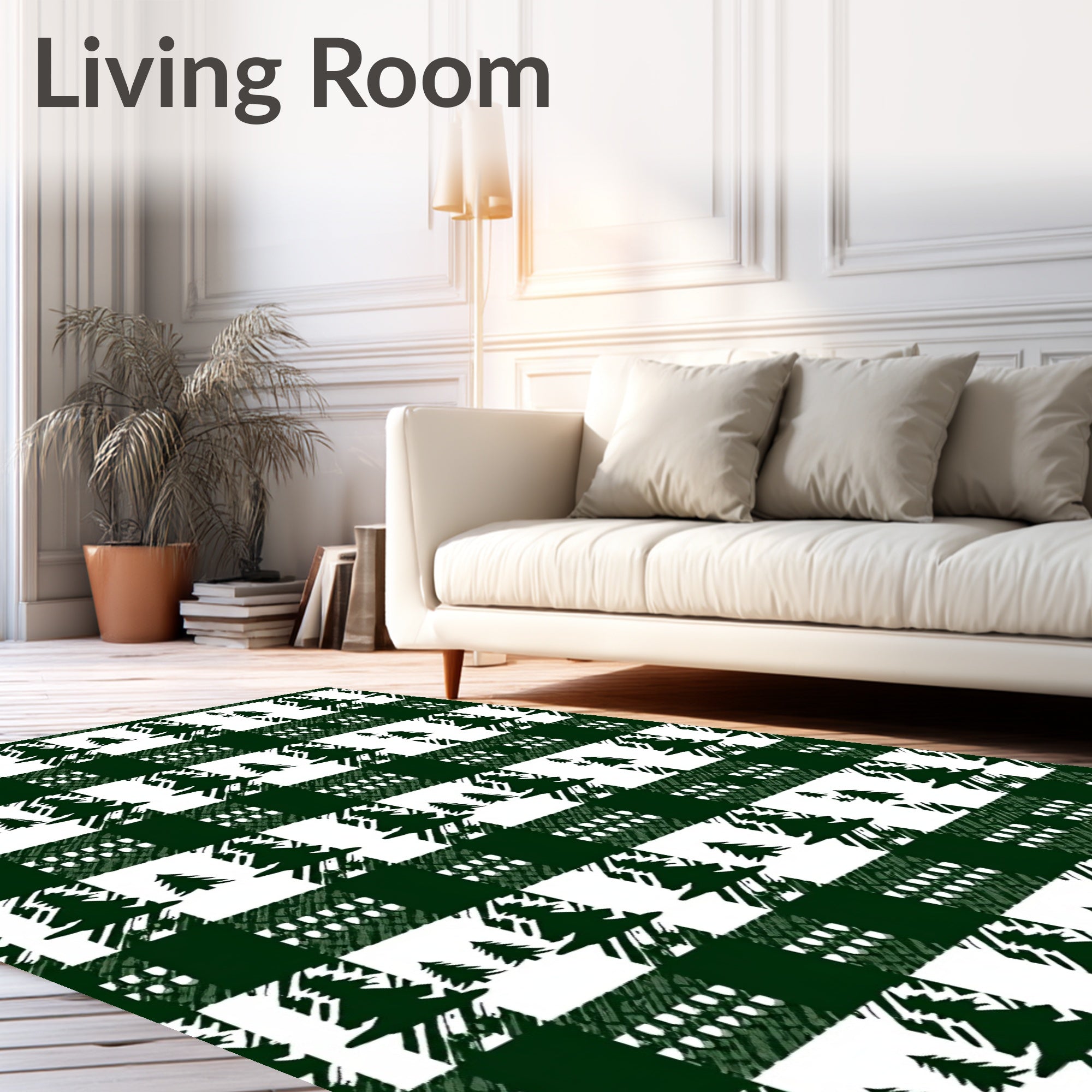 Forest Green Buffalo Check Trees Rug