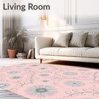Soft Pink Floral Vine Medallion Rug