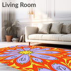Bold Lavender Orange Floral Radiance Rug