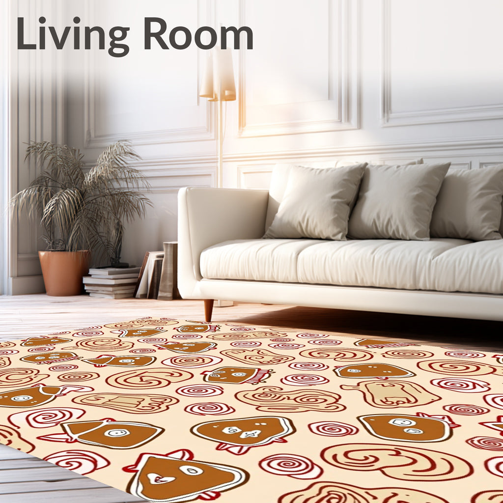 Brown Red Swirl Gingerbread Cookies Rug