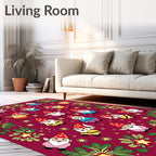 Whimsical Gnome Friends Crimson Swirls Rug