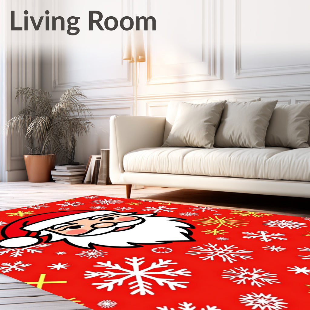 Festive Santa Claus Snowflake Scatter Rug