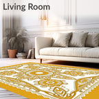 Golden Sunburst Floral Medallion Rug