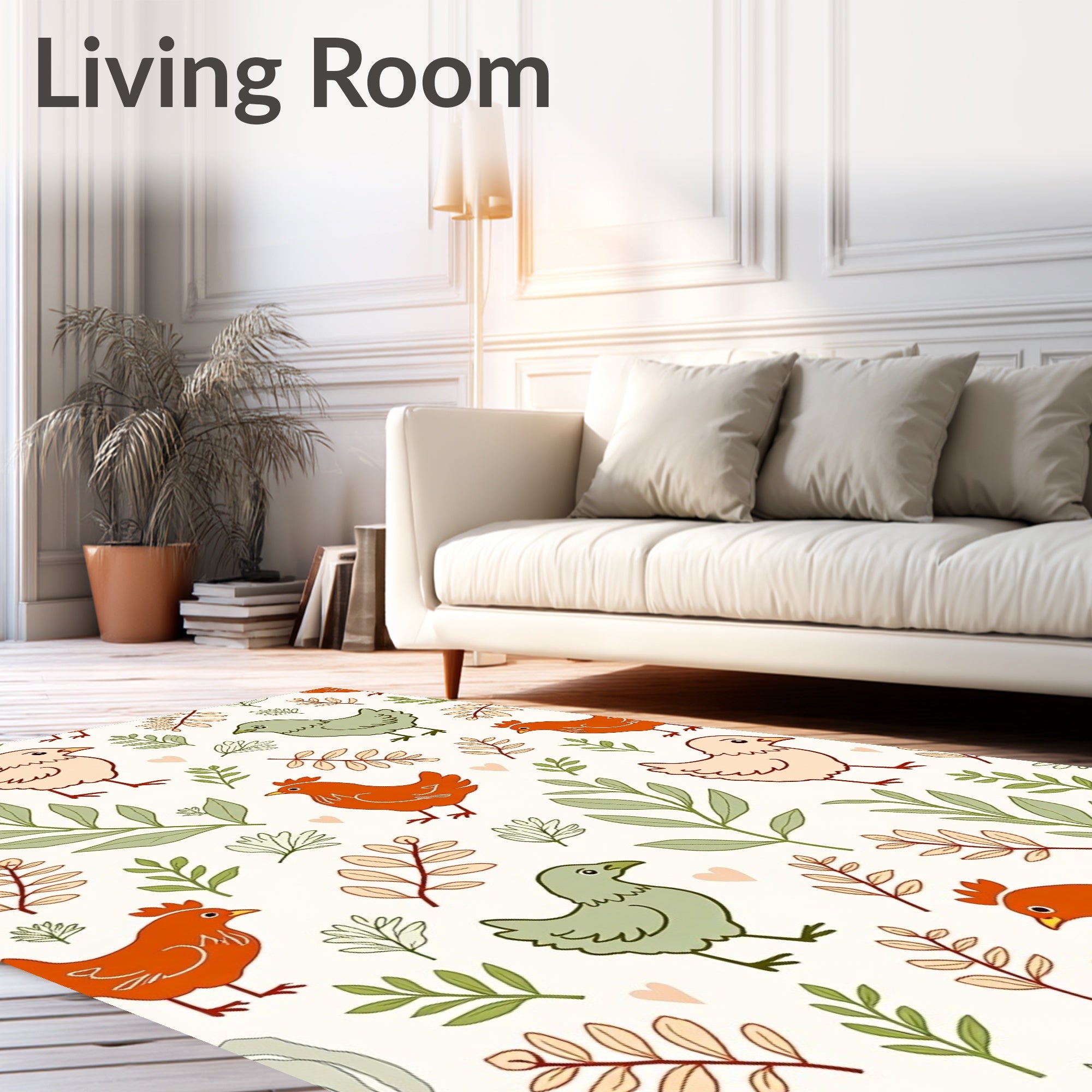 Farming Fun Chicken Foliage Repeat Rug