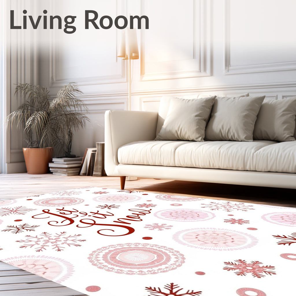 Crimson Snowflake Mandala Scatter Rug