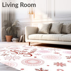 Crimson Snowflake Mandala Scatter Rug