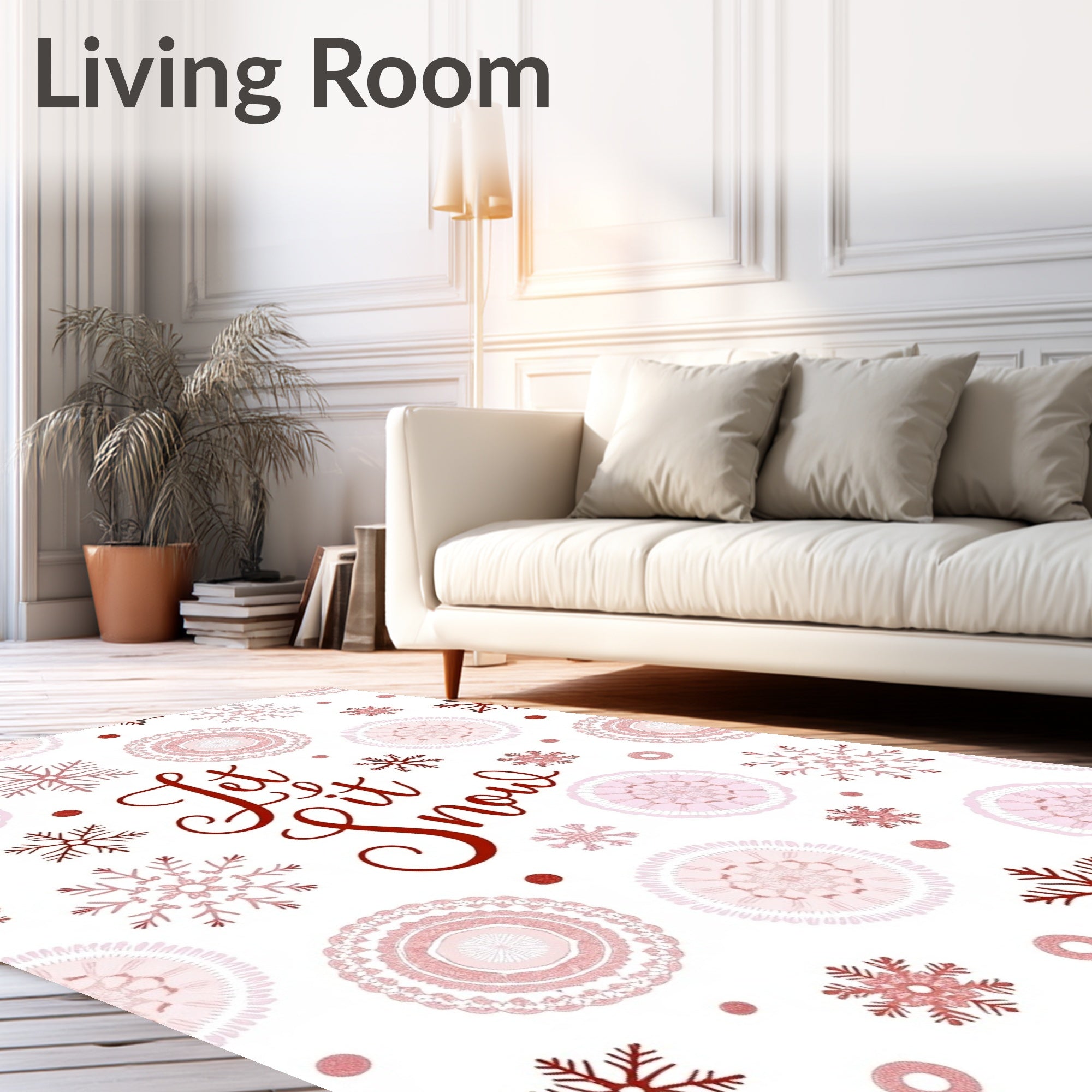 Crimson Snowflake Mandala Scatter Rug
