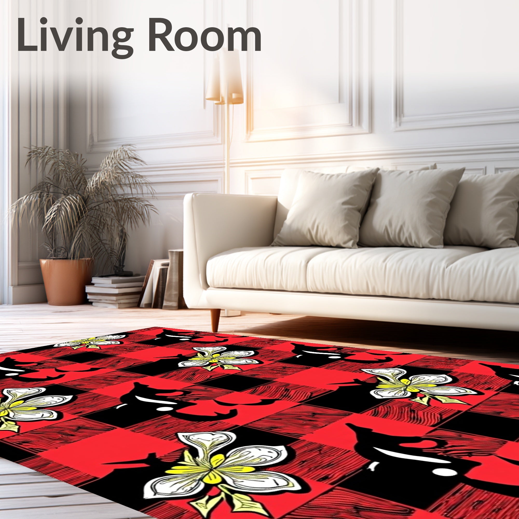 Red Black Gingham Floral Horse Rug