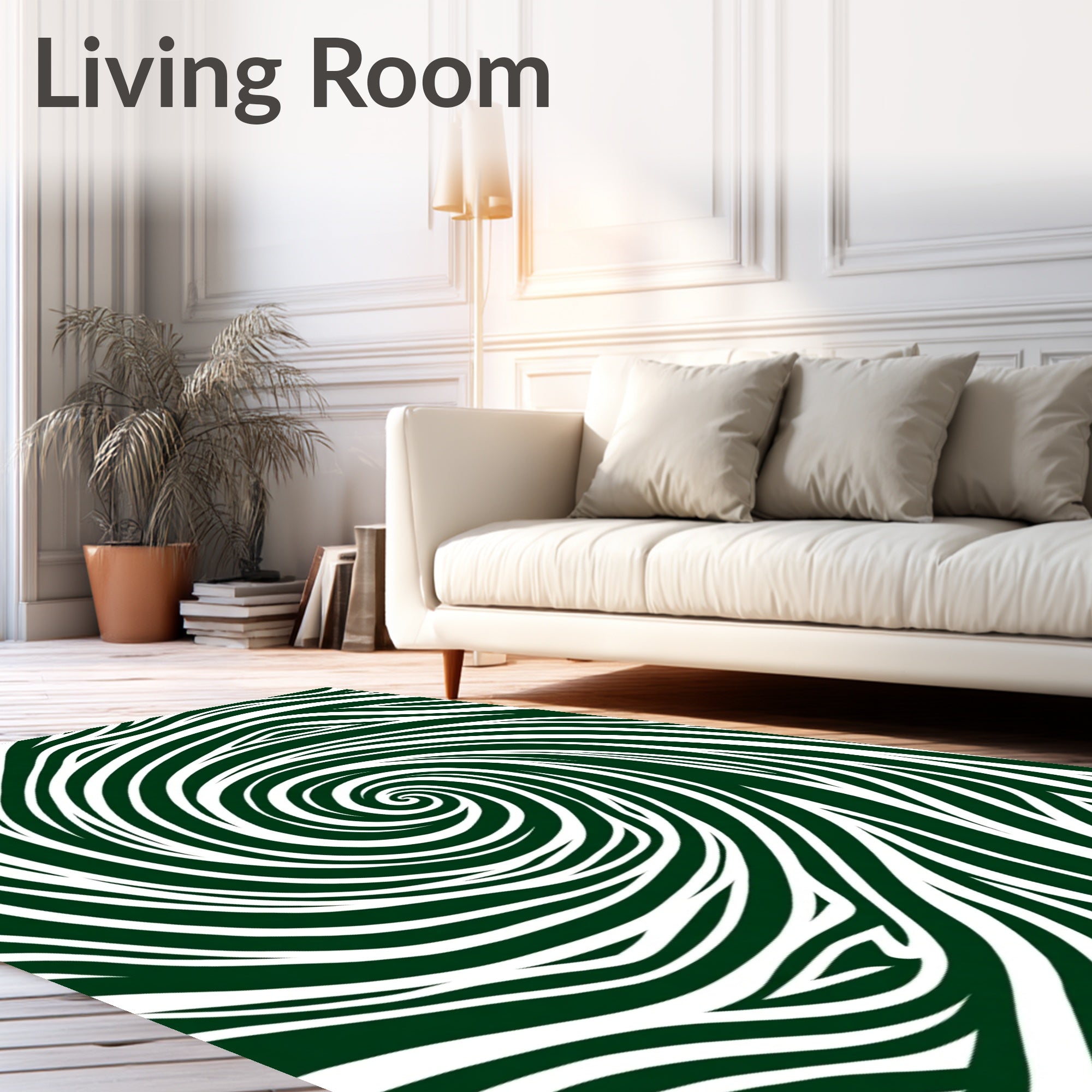 Emerald White Swirl Stripe Rug