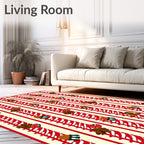 Whimsical Bear Candy Cane Stripes Rug