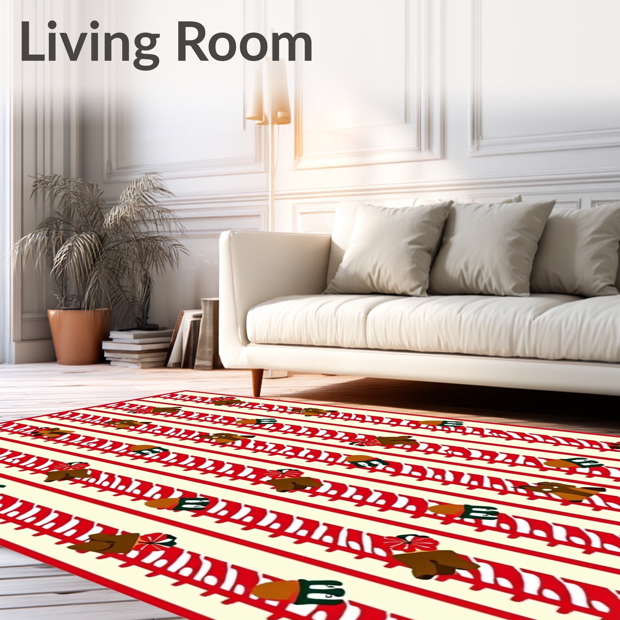 Whimsical Bear Candy Cane Stripes Rug