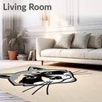 Cute Raccoon Face Black Gray Cream Rug