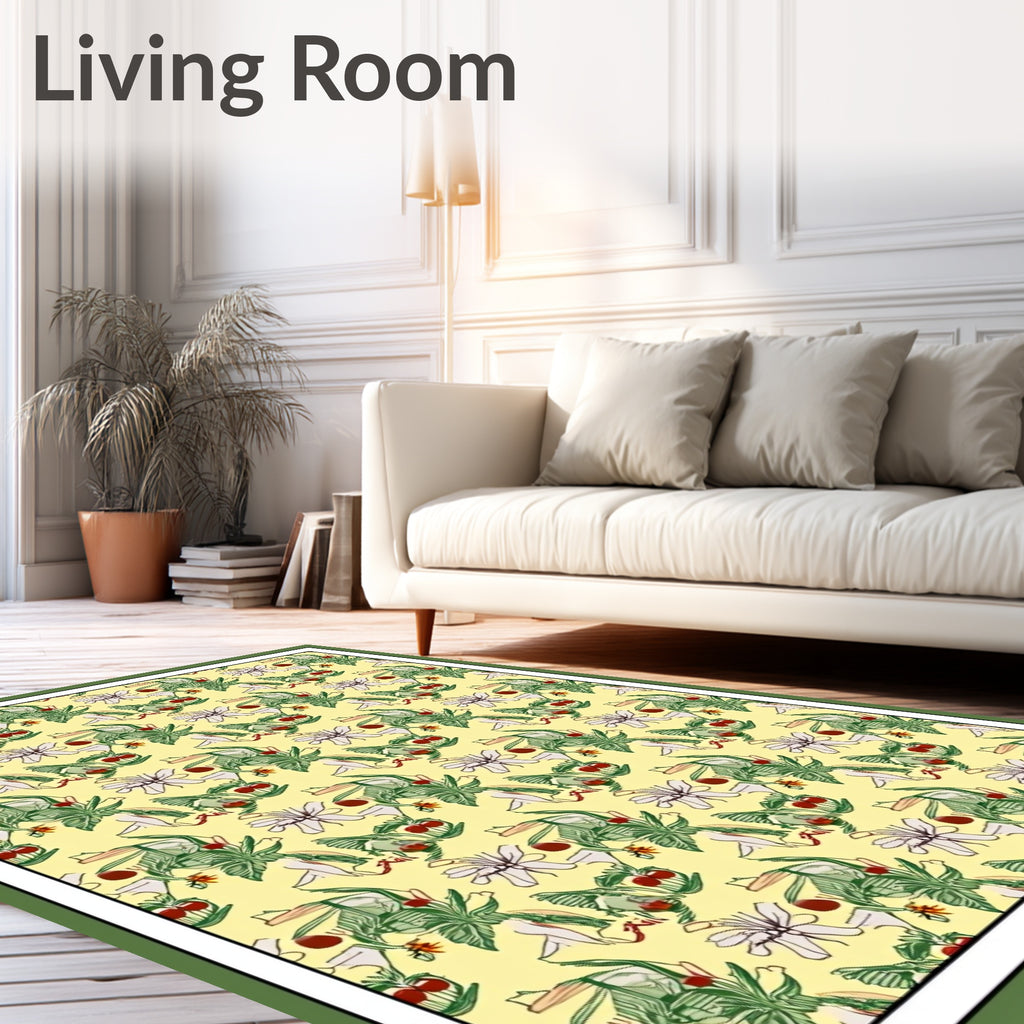 Spring Garden Floral Cherry Rug