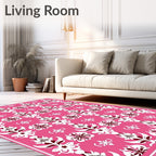 Elegant Rose Pink Floral Medallion Rug