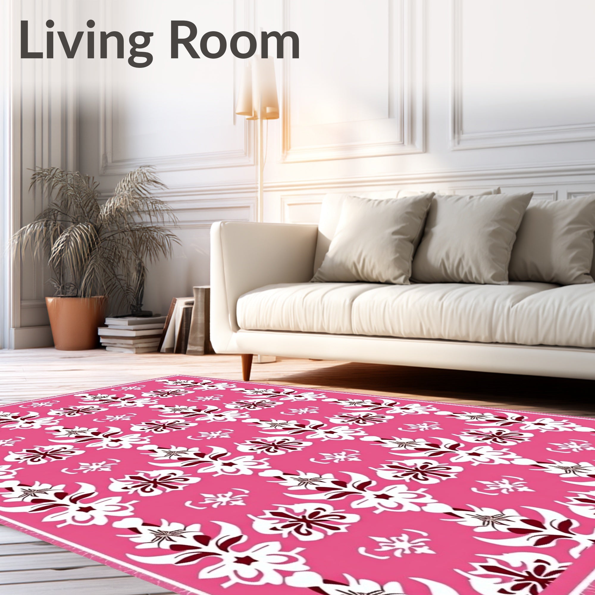 Elegant Rose Pink Floral Medallion Rug