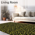 Opulent Yellow Black Baroque Flourish Rug