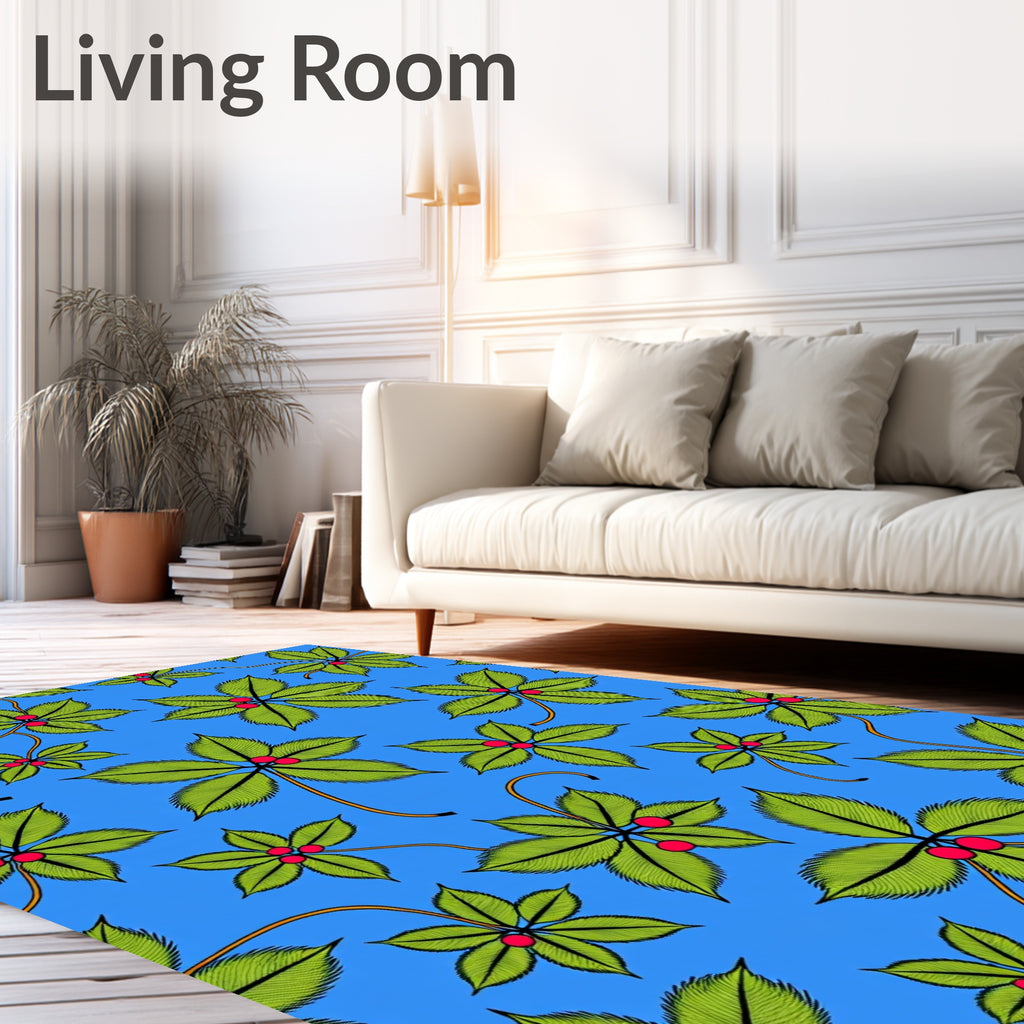 Vibrant Green Leaf Berry Cluster Rug