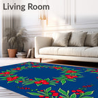 Crimson Berry Vine Border Rug