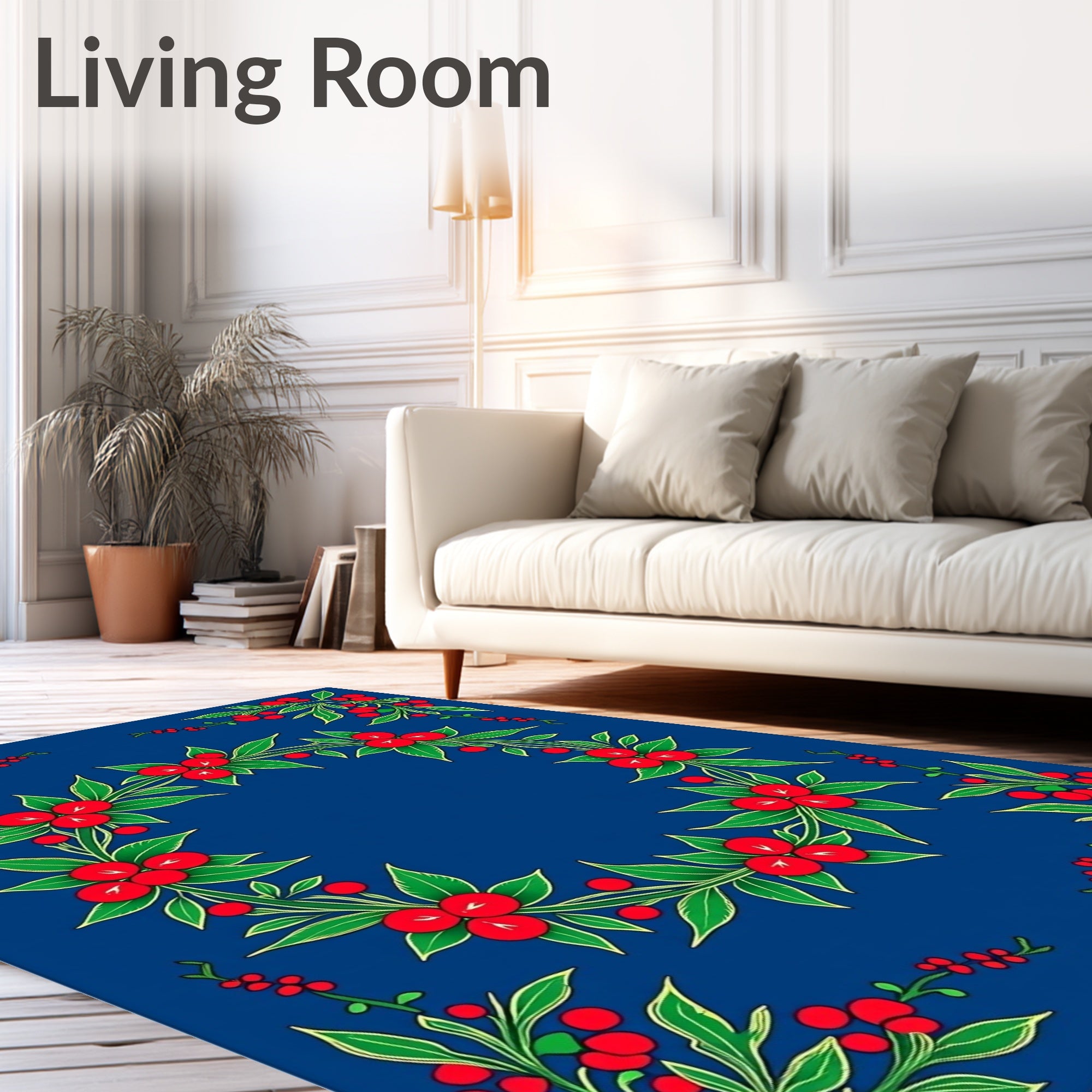 Crimson Berry Vine Border Rug