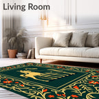 Golden Horses Floral Border Rug