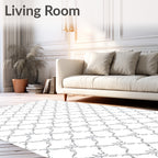Silver Leaf Scroll Lattice Rug