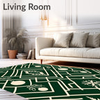 Emerald Cream Geometric Holiday Ornaments Rug