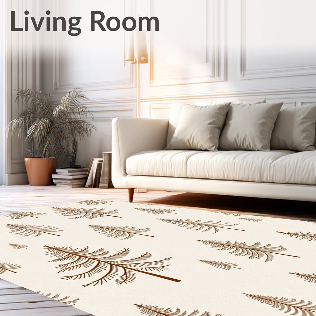 Brown Pine Trees Folk Art Rug