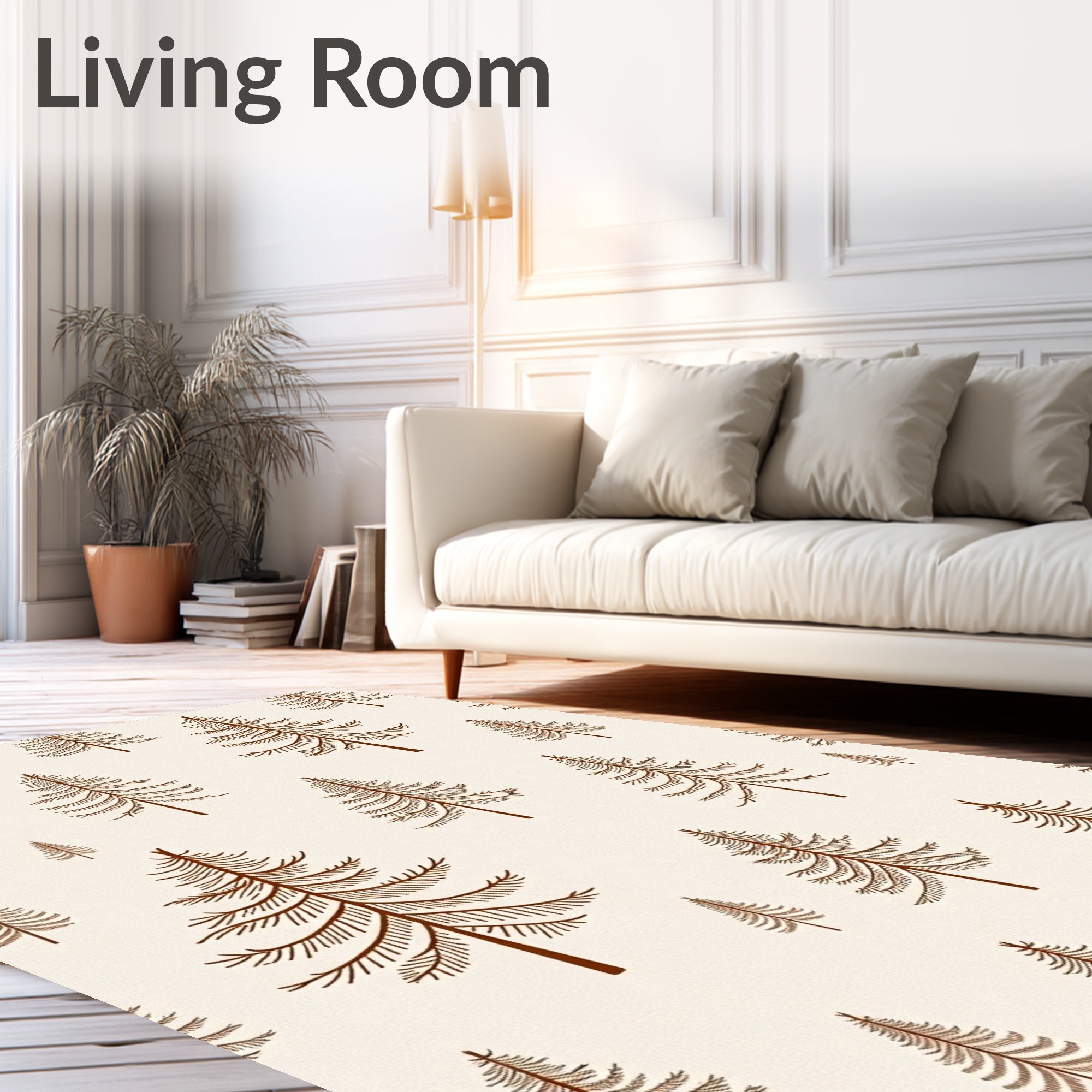 Brown Pine Trees Folk Art Rug