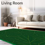 Emerald Green Golden Leaf Radiance Rug