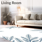 Deep Blue Feathered Branch Corner Accent Rug