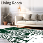 Evergreen Forest Snowflake Winter Scene Rug