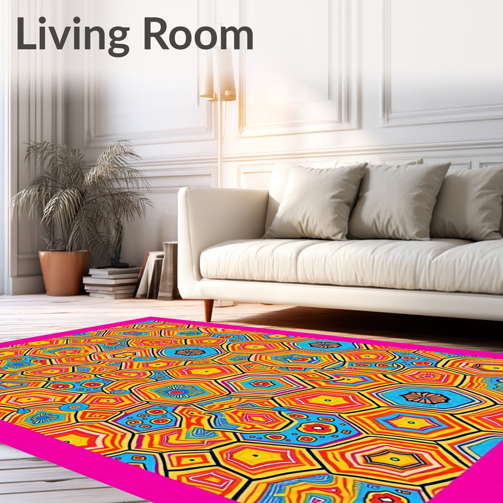 Vibrant Jumbo Hexagon Rainbow Rug